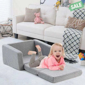 2-in-1 Toddler Fold out Couch Gray Kids Chairs & Seating