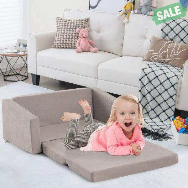 2-in-1 Toddler Fold out Couch Gray Kids Chairs & Seating