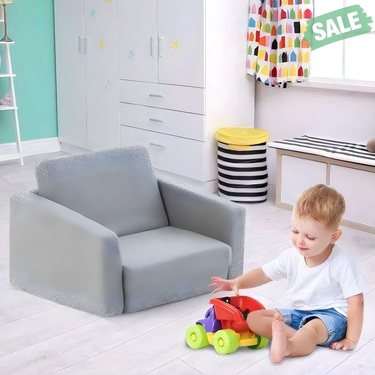 2-in-1 toddler fold-out couch in vibrant colors, perfect for kids' seating and playtime.