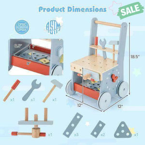 2-in-1 Toddler Wooden Baby Push Walker with Multi-Activity Center Baby Walkers