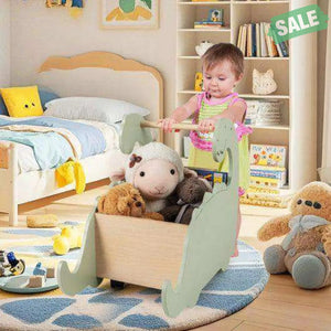 2 in 1 Wooden Baby Push Walker with Pine Wood Handle-Green Baby Walkers