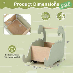 2 in 1 Wooden Baby Push Walker with Pine Wood Handle-Green Baby Walkers