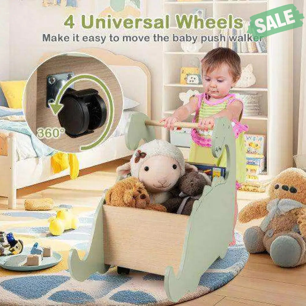 2 1 Wooden Push Walker Pine Wood Handle Activity Center