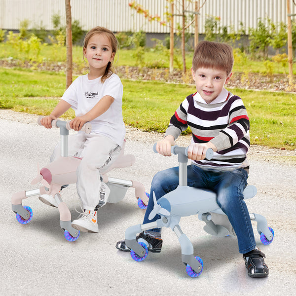 2-in-1 Kids Ride-on Push Car with LED Lighted Wheels - Remote Control