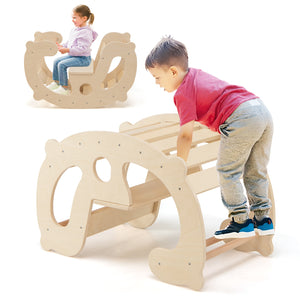 2-in-1 Rocking Horse Arch for Kids Montessori Climbing Toys with Arch Climber