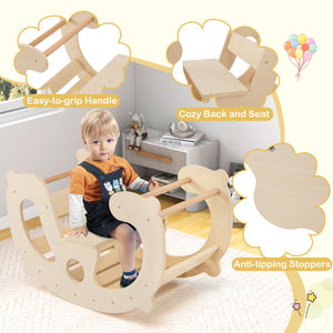 2-in-1 Rocking Horse Arch for Kids Montessori Climbing Toys with Arch Climber