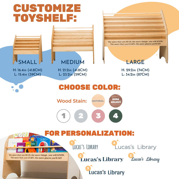 Wooden Montessori Bookshelf Natural