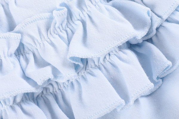 2 pc Set Light Blue and White Ruffle Knit Cotton Bloomers