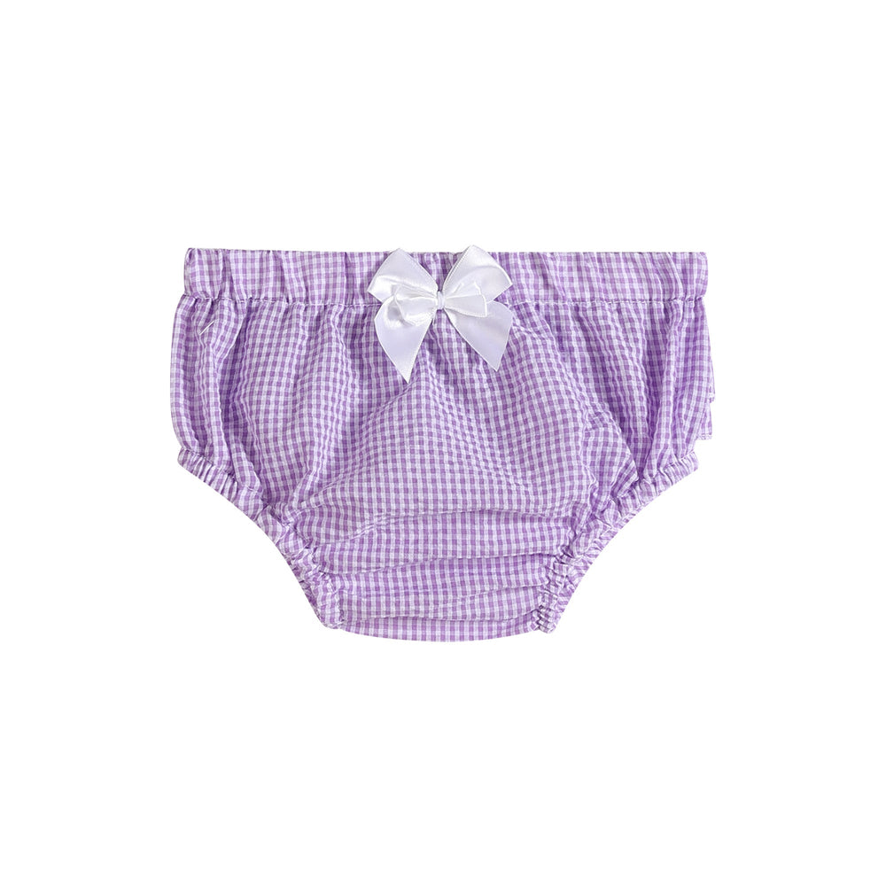 2 pc Set Pink and Purple Seersucker Woven Cotton Bloomers