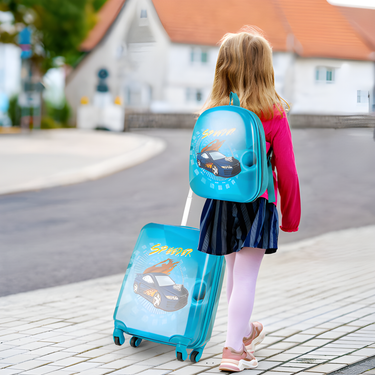 2 PCS Navy Kid Luggage Set with Spinner Wheels for Boys and Girls - Perfect for Travel and Adventures.