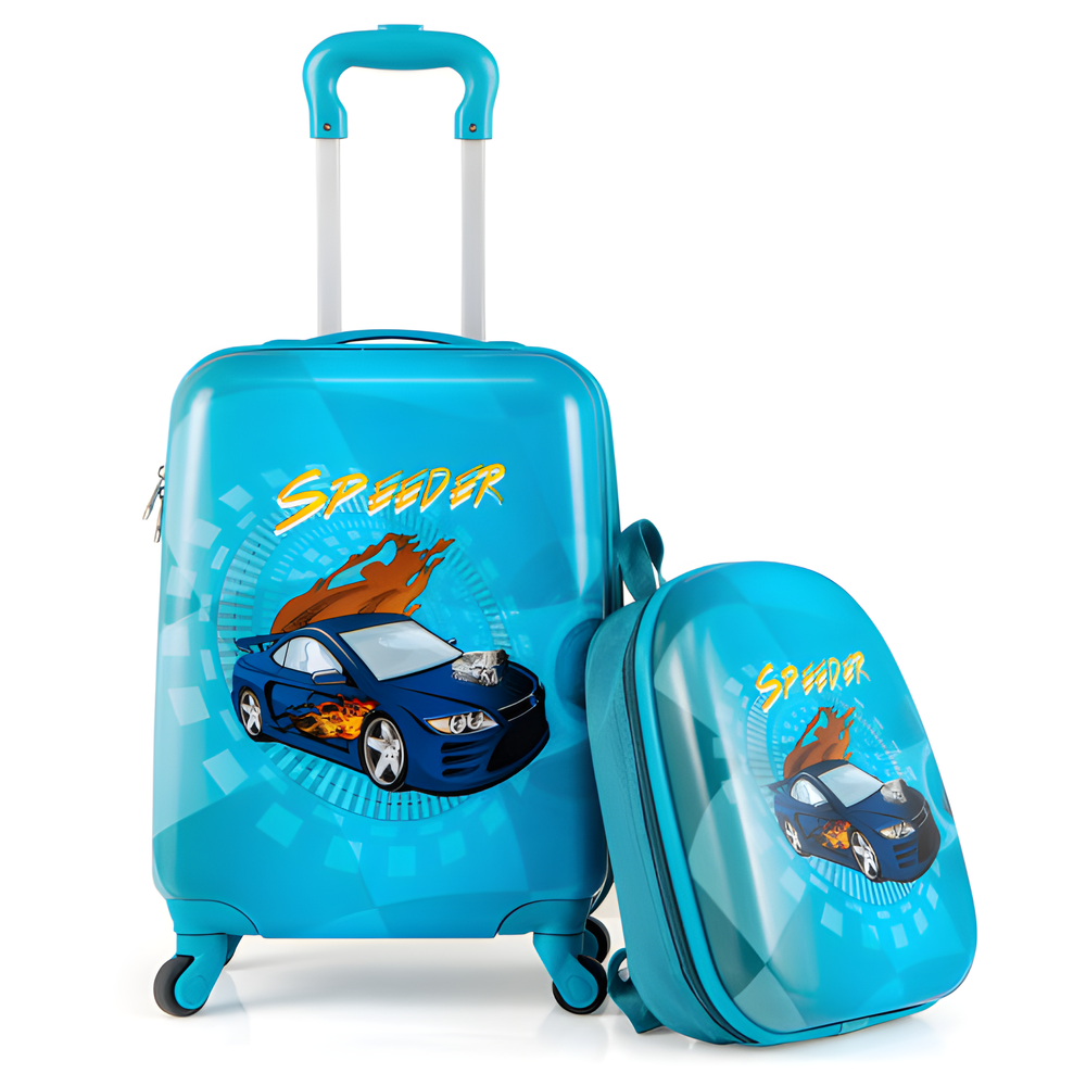 2 PCS Navy Kid Luggage Set with Spinner Wheels for Boys and Girls - Perfect for Travel and Adventures.