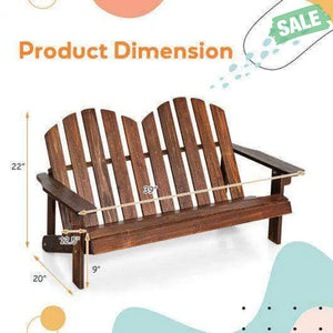 2 Person Adirondack Chair with High Backrest Coffee Kids Chairs & Seating