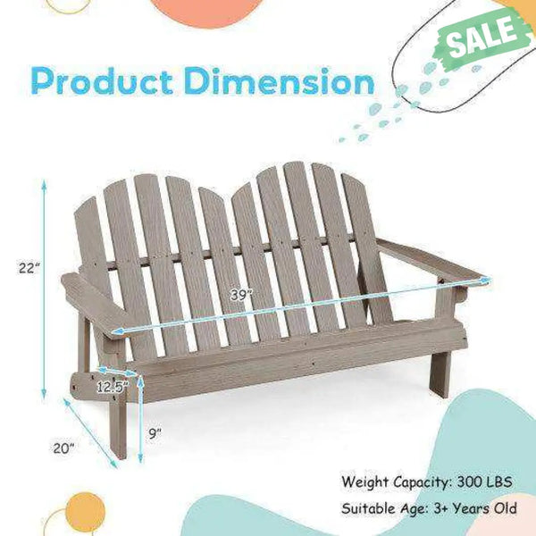 2 Person Adirondack Chair with High Backrest Coffee Kids Chairs & Seating