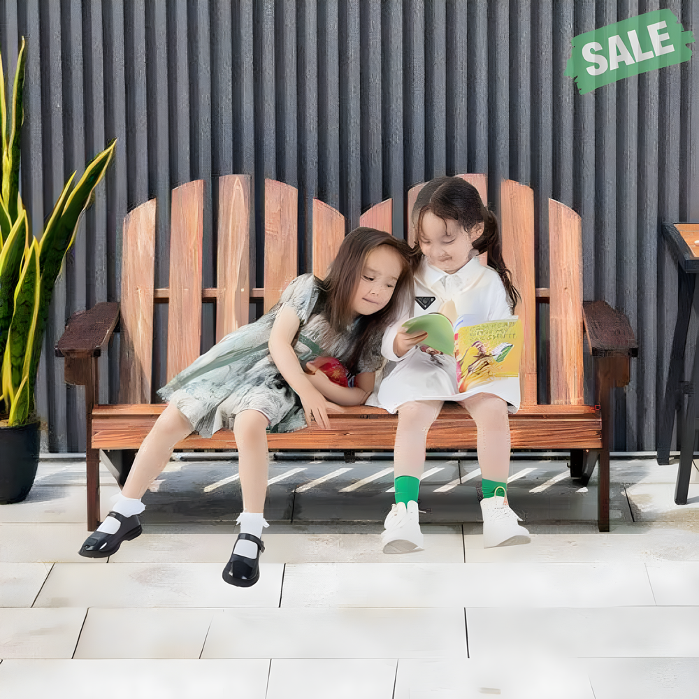 "2 Person Adirondack Chair with High Backrest for Kids - Comfortable Seating for Outdoor Fun"