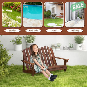 2 Person Adirondack Rocking Chair with Slatted seat-Brown Brown Kids Chairs & Seating