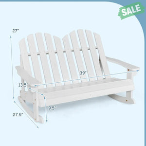 2 Person Adirondack Rocking Chair with Slatted seat-Brown Kids Chairs & Seating
