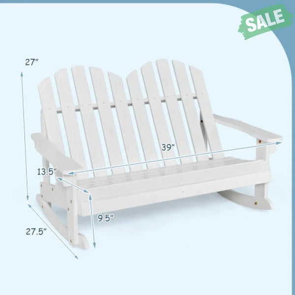 2 Person Adirondack Rocking Chair with Slatted seat-Brown Kids Chairs & Seating