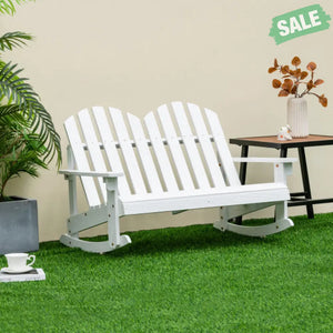 2 Person Adirondack Rocking Chair with Slatted seat-Brown Kids Chairs & Seating