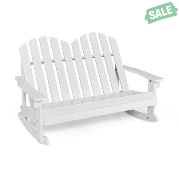2 Person Adirondack Rocking Chair with Slatted seat-Brown Kids Chairs & Seating