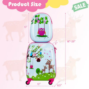 2 Pieces 12 Inch 16 Inch Green ABS Kids Suitcase Luggage Set Kids Luggage