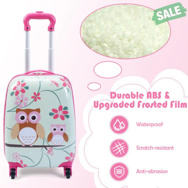 2 Pieces 12 Inch 16 Inch Green ABS Kids Suitcase Luggage Set Kids Luggage