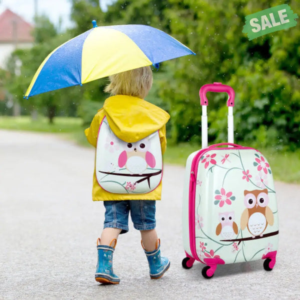 2 Pieces 12 Inch 16 Inch Green ABS Kids Suitcase Luggage Set Kids Luggage