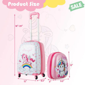 2 Pieces 12 Inch 16 Inch Green ABS Kids Suitcase Luggage Set Kids Luggage