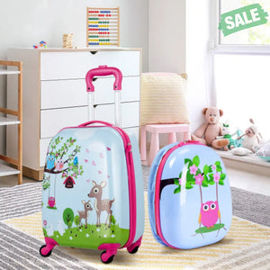 2 Pieces 12 Inch 16 Inch Green ABS Kids Suitcase Luggage Set Kids Luggage