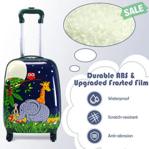 2 Pieces 12 Inch 16 Inch Green ABS Kids Suitcase Luggage Set Kids Luggage