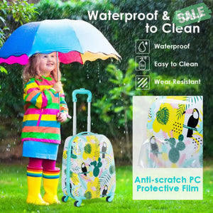 2 Pieces 12 Inch 16 Inch Green ABS Kids Suitcase Luggage Set Kids Luggage