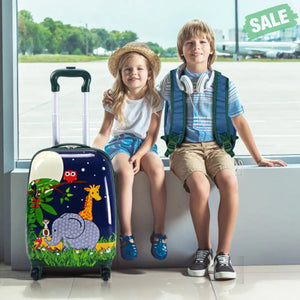 2 Pieces 12 Inch 16 Inch Green ABS Kids Suitcase Luggage Set Kids Luggage