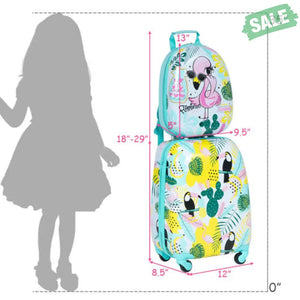 2 Pieces 12 Inch 16 Inch Green ABS Kids Suitcase Luggage Set Kids Luggage