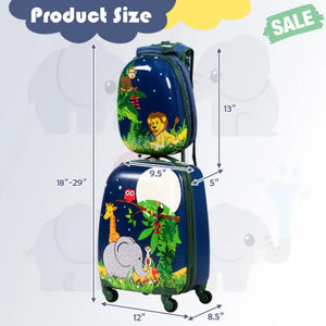 2 Pieces 12 Inch 16 Inch Green ABS Kids Suitcase Luggage Set Kids Luggage
