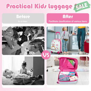 2 Pieces 12 Inch 16 Inch Green ABS Kids Suitcase Luggage Set Pink Kids Luggage