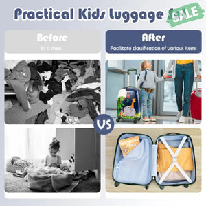 2 Pieces 12 Inch 16 Inch Green ABS Kids Suitcase Luggage Set Dark Blue Kids Luggage