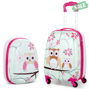 2 Pieces 12 Inch 16 Inch Green ABS Kids Suitcase Luggage Set Kids Luggage