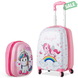 2 Pieces 12 Inch 16 Inch Green ABS Kids Suitcase Luggage Set Kids Luggage