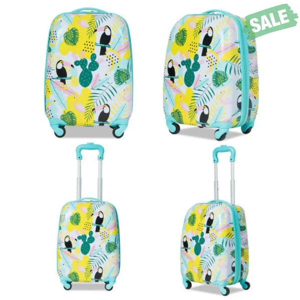 2 Pieces 12 Inch 16 Inch Green ABS Kids Suitcase Luggage Set Multicolor Kids Luggage