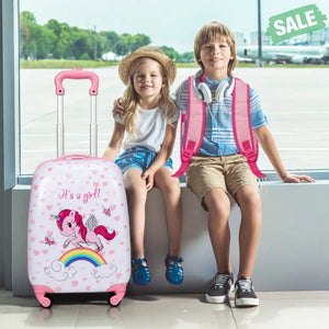 2 Pieces 12 Inch 16 Inch Green ABS Kids Suitcase Luggage Set Kids Luggage