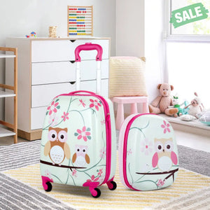 2 Pieces 12 Inch 16 Inch Green ABS Kids Suitcase Luggage Set Kids Luggage