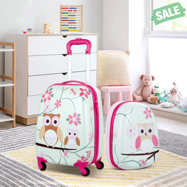 2 Pieces 12 Inch 16 Inch Green ABS Kids Suitcase Luggage Set Kids Luggage