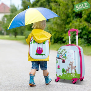 2 Pieces 12 Inch 16 Inch Green ABS Kids Suitcase Luggage Set Kids Luggage