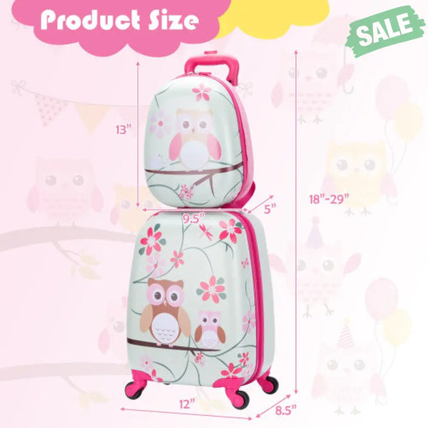 2 Pieces 12 Inch 16 Inch Green ABS Kids Suitcase Luggage Set Kids Luggage