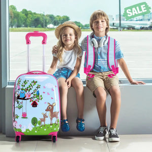 2 Pieces 12 Inch 16 Inch Green ABS Kids Suitcase Luggage Set Kids Luggage