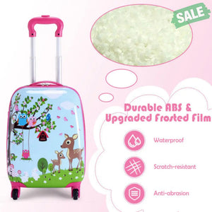 2 Pieces 12 Inch 16 Inch Green ABS Kids Suitcase Luggage Set Kids Luggage