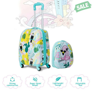 2 Pieces 12 Inch 16 Inch Green ABS Kids Suitcase Luggage Set Kids Luggage