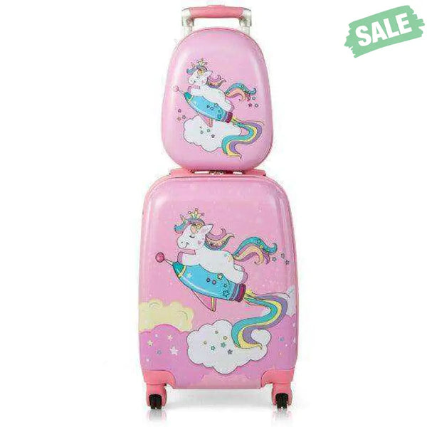 2 Pieces 18 Inch Kids Luggage Set with 12 Inch Backpack Kids Luggage