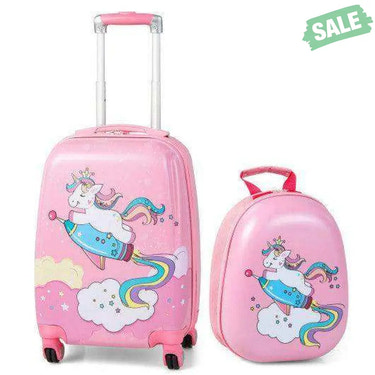 2 Pieces 18 Inch Kids Luggage Set with 12 Inch Backpack Kids Luggage