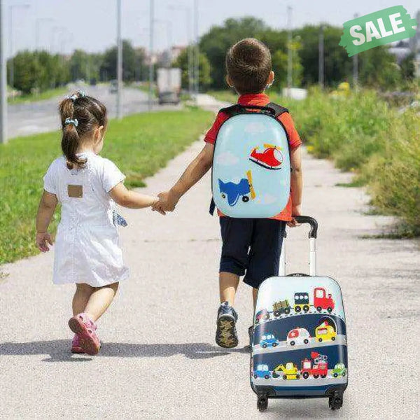 2 Pieces Kids Carry-on Luggage Set with 12 Inch Backpack-Blue Blue Kids Luggage