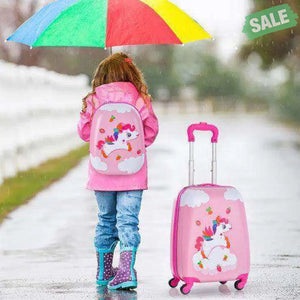 2 Pieces Kids Carry-on Luggage Set with 12 Inch Backpack-Blue Blue Kids Luggage